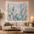 thumbnail image 1 of Watercolor Cactus and Succulent Arrangement Against White Background Whimsical Illustration for Plant Lovers Botanical Wall Art Housewarming Gift Tapestry Wall Hanging for Bedroom and Living Room, 1 of 7