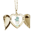 thumbnail image 1 of Watercolor Cactus Succulents Potted Folded Wings Peach Heart Pendant Necklace, 1 of 4