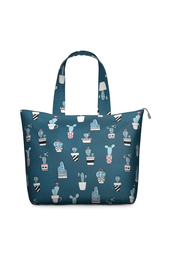 Watercolor Cactus Travel Bag Cute Kawaii Succulent Weekender with Boho Cactus, Minimalist Desert Art Print, Southwestern Style Botanical Duffel