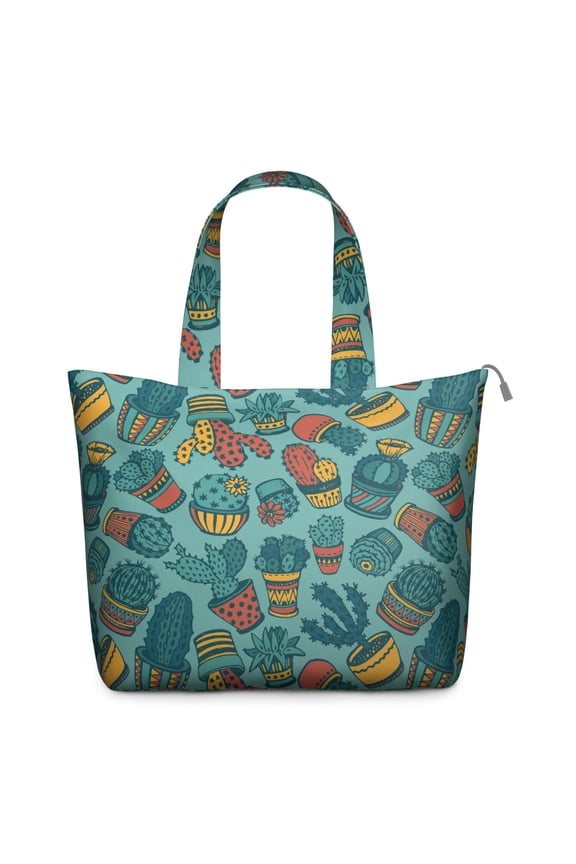 Watercolor Cactus Travel Bag Cute Kawaii Succulent Weekender with Boho Cactus, Minimalist Desert Art Print, Southwestern Style Botanical Duffel