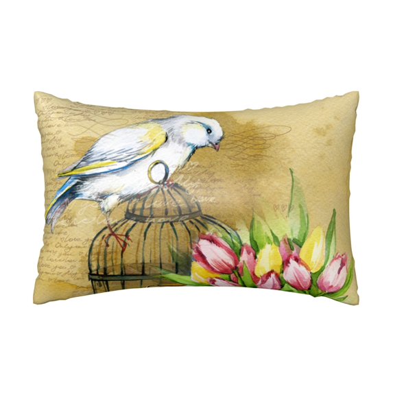 Watercolor Canary Bird Satin Pillowcase for Hair and Skin, Similar to Silk Pillow Cases 20x30 Inches Satin Cooling Pillow Covers with Zipper