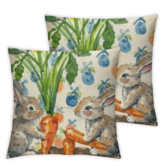 Watercolor Carrots Easter Bunny Throw Pillow Cover, Inch Spring Easter Cushion Case Decoration for Sofa Couch