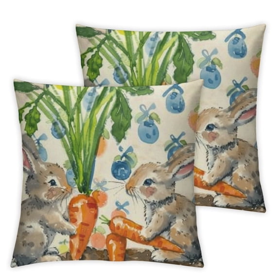 Watercolor Carrots Easter Bunny Throw Pillow Cover, Inch Spring Easter Cushion Case Decoration for Sofa Couch