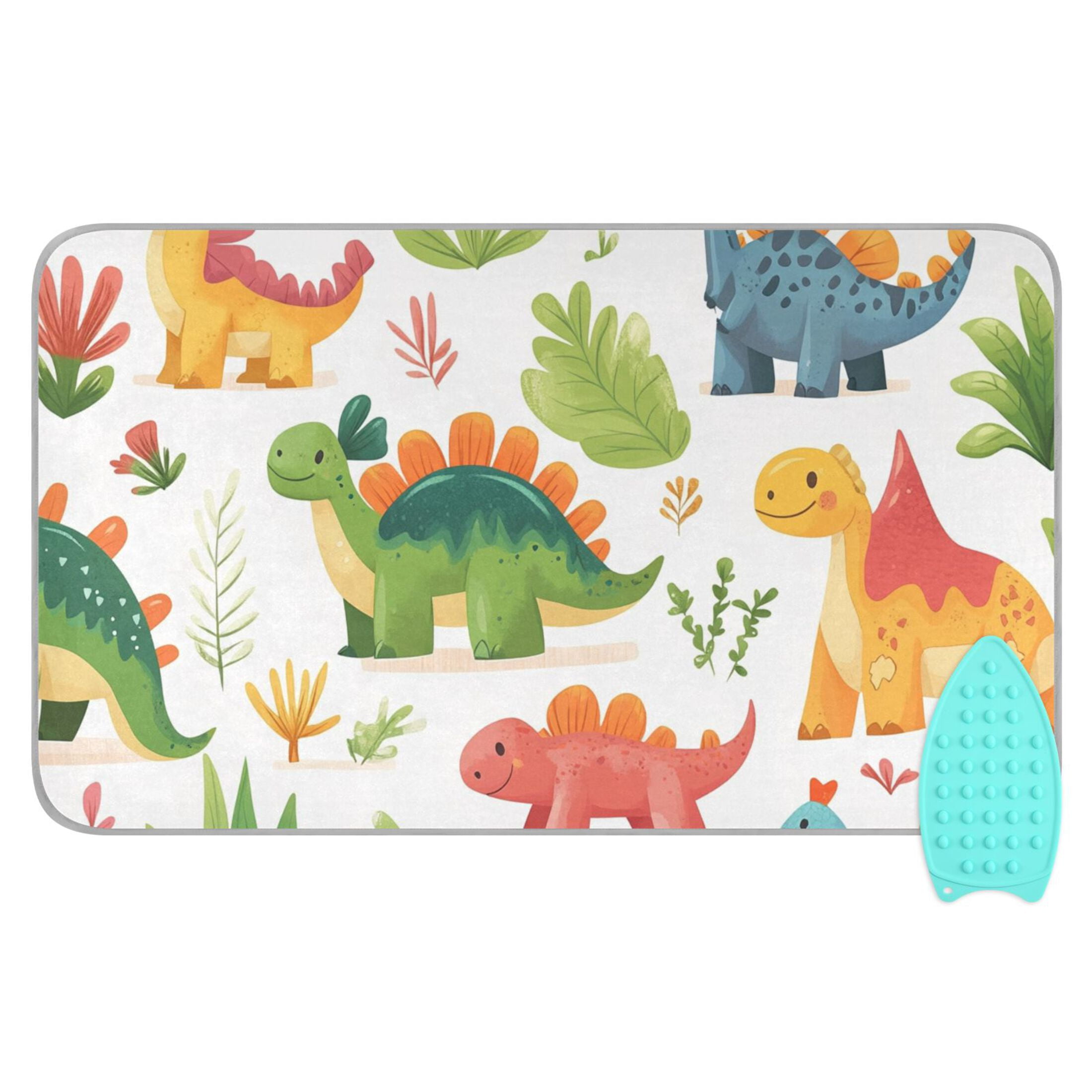 Watercolor Cartoon Dinosaur Ironing Mat Blanket for Table Top Travel Portable Ironing Board Pad 47.2x27.6 Inch