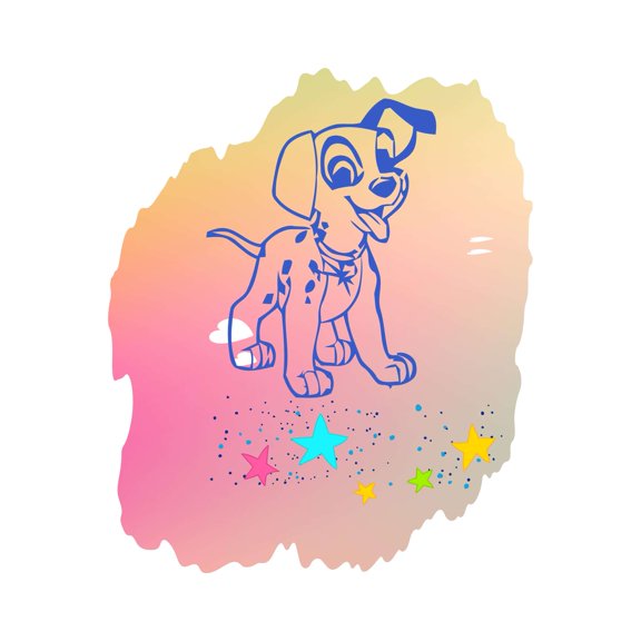 Watercolor Cartoon Puppy Silhouette wall Design Wall Art Sticker Designs Vinyl Stickers For Home House Walls Rooms Windows Bedroom Decoration Size (28x28 inch)