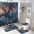 thumbnail image 1 of Watercolor Castle Magic Dragon 4 Pcs Waterproof Shower Curtain Set,Vintage Western Mid Century Architecture Anime Dragon with Waterproof Toilet Cover Shower Mat Rugs, 1 of 8