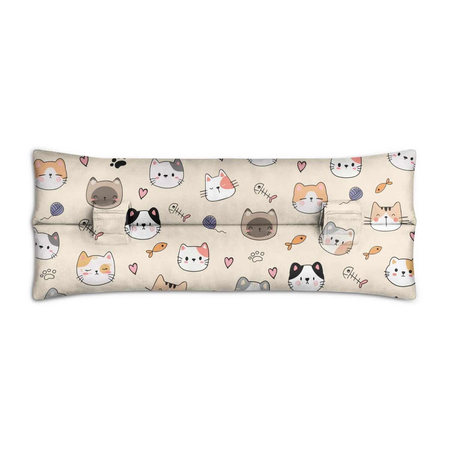 Watercolor Cat Artwork Seatbelt Cushion - Post-Surgery Mastectomy & Breast Cancer Recovery Pillow - Soft Car Travel Pad with Cats and Flowers Print