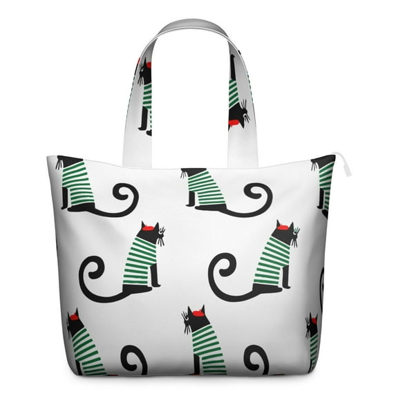 Watercolor Cat Print Travel Duffel, Artistic Cat Lover Gift Weekender Tote, Lightweight Bag with Multiple Pockets