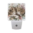 thumbnail image 1 of Watercolor Cat Sleeping Flowers LED Night Light Sensor Lamp Plug-in Adjustable Brightness 2 Pack, 1 of 7