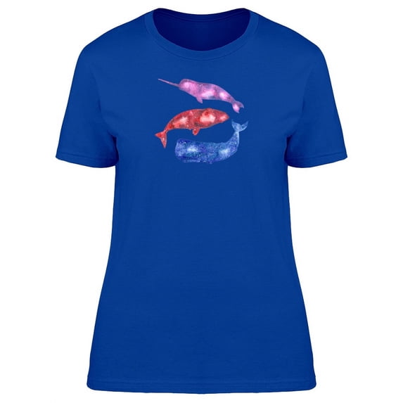 Watercolor Ceteacea Whales T-Shirt Women -Image by Shutterstock, Female Large