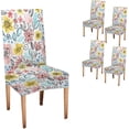 thumbnail image 1 of Watercolor Chair Covers Pattern Pink and Yellow Flowers and Green Leaves Chair Covers Set of 4 Stretch Removable Washable Slipcovers for Dining Room Hotel Kitchen, 1 of 6