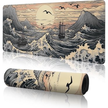 Watercolor Cherry Blossom Large Gaming Mouse Pad,Mouse Pad Gaming 31.5 x 11.8 in Mouse Mat Desk Pad,Large Desk Mat,Extended Keyboard Mousepad with Non-Slip Base and Stitched Edge for Desk Home Office