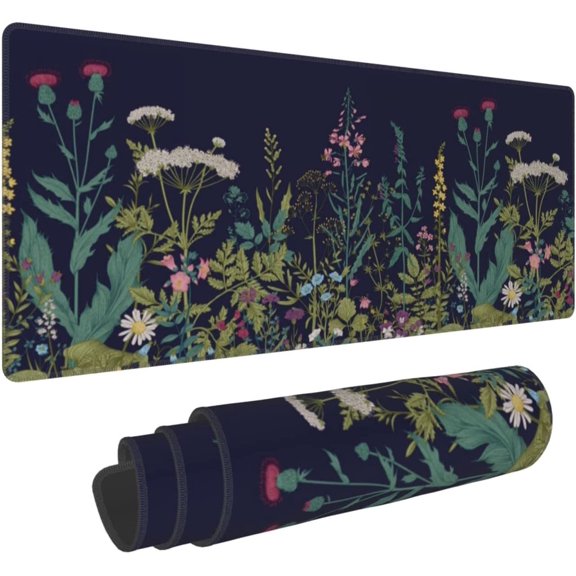 Watercolor Cherry Blossom Mouse Pad 31.5x11.8 Inch Pink Full Desk Japanese Sakura Mousepad Extended Large Non-Slip Rubber Base Waterproof Big Keyboard Mat with Stitched Edges for Gaming and Office
