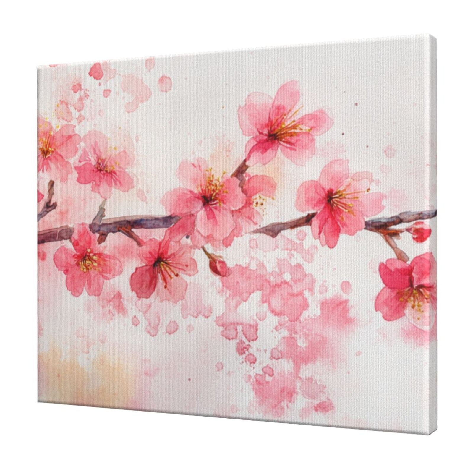 Watercolor Cherry Blossom Wall Art Painting Framed Canvas Wall Art ...