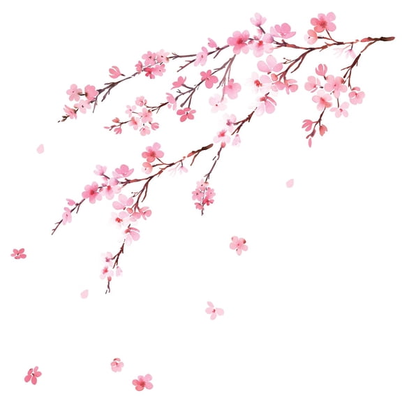 Watercolor Cherry Blossom Wall Sticker Wall Sticker Wall Decoration for Living Room Bedroom Children's Room Dwl-2003 (Pack of 1)