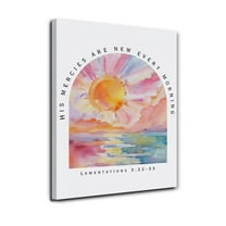 Watercolor Christian Canvas poster Wall Art  Christian Room Home Decor, His Mercies Are New Every Morning Bible Verse Scripture Religious Poster Prints Wall Decor,