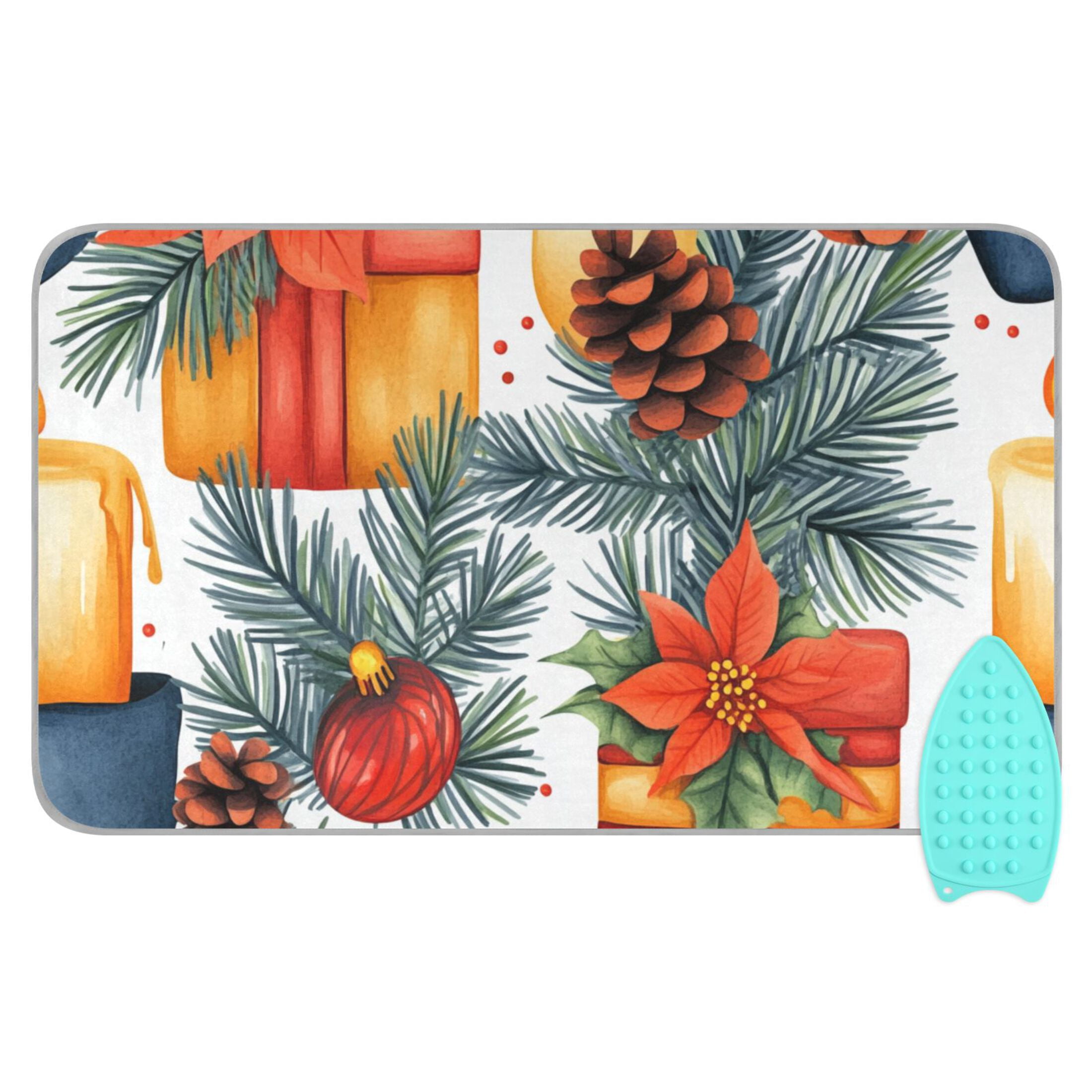 Watercolor Christmas Gifts Ironing Mat Blanket for Table Top Travel Portable Ironing Board Pad 47.2x27.6 Inch