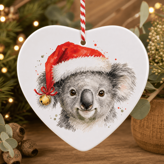 Watercolor Christmas Ornament Festive Koala Hanging Tree Decor Holiday Gift