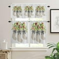 thumbnail image 1 of Watercolor Christmas Socks Kitchen Curtains and Valances Set, Farmhouse Cafe Curtains Tier Rod Pocket Half Window Curtain 24 Inch Length Pine Leaf Berry Xmas Botanical 3 Piece Kitchen Curtain Set, 1 of 5