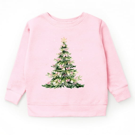 Watercolor Christmas Tree Sparkle - Toddler Graphic Sweatshirt and Youth Graphic Sweatshirt