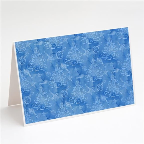 Watercolor Christmas Trees & Ornaments Greeting Cards & Envelopes - Pack of 8