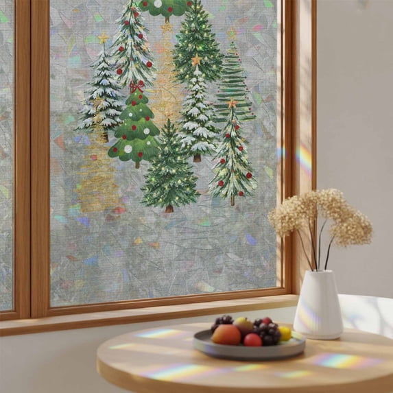 Watercolor Christmas Trees Window Privacy Film,Heat Control Sun ...