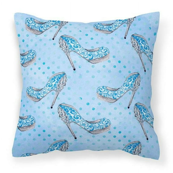 Watercolor Cinderella Shoe in Blue Fabric Decorative Pillow, 18 x 18 in.