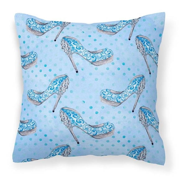 Watercolor Cinderella Shoe in Blue Fabric Decorative Pillow, 18 x 18 in.