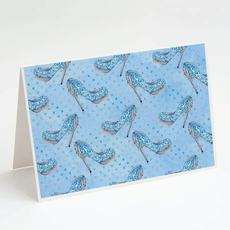 Watercolor Cinderella Shoe in Blue Greeting Cards and Envelopes Pack of 8