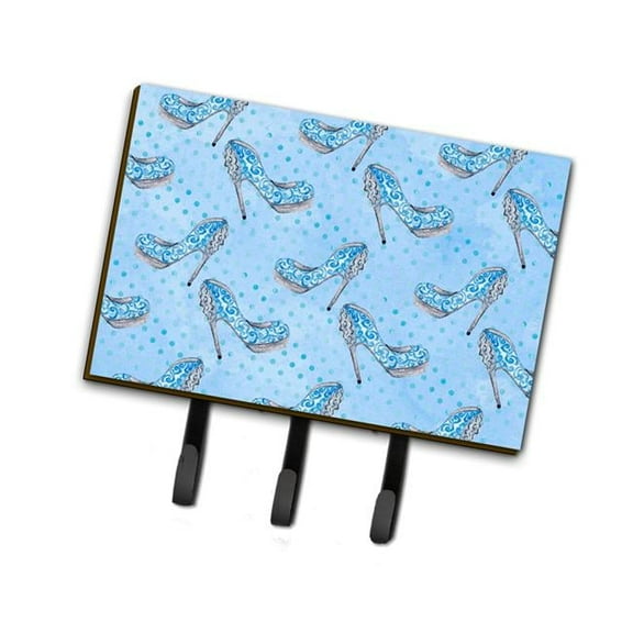 Watercolor Cinderella Shoe in Blue Leash or Key Holder, 6 x 2 x 9 in.