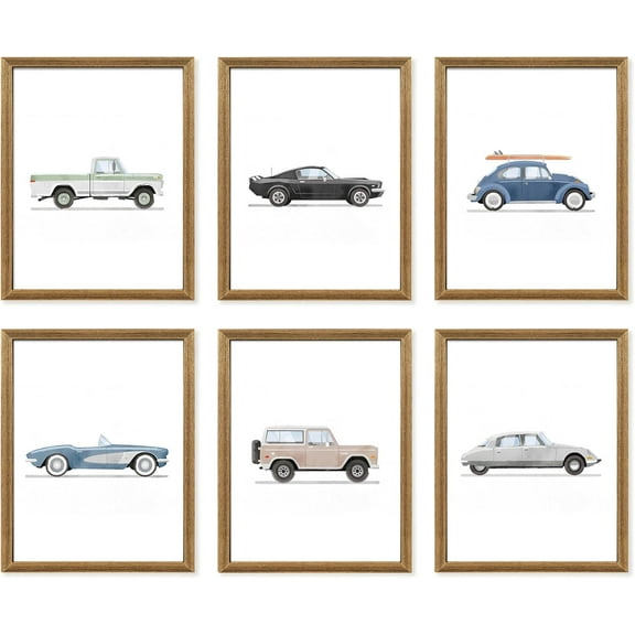 Watercolor Classic Car Art Print Vintage Racing Buggy Canvas Wall Art Boys Bedroom Playroom Decoration Vintage Car Artwork 8x10 inch Unframed