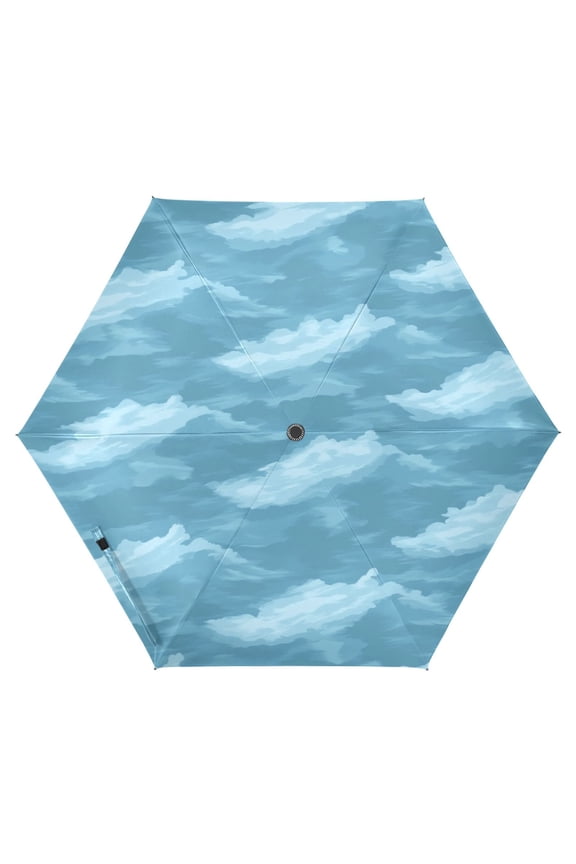 Watercolor Clouds Waves Folding Umbrella UV50+ Waterproof Sun Protection Auto Open Close Compact Fiberglass Frame