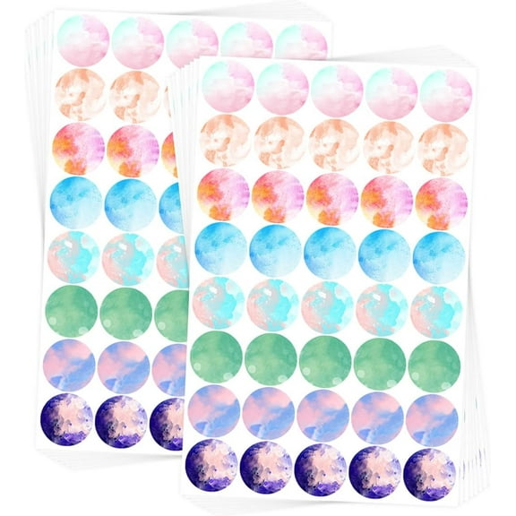 Watercolor Coding Labels Stickers for Scrapbooking 3/4 inch Colorful Round Dots Wall Decals 1200Pcs