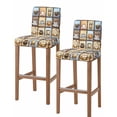 thumbnail image 1 of Watercolor Coffee Bar Stool Covers Set of 2, Retro Coffee Patchwork Stretch Washable Bar Chair Covers with Backs, Removable Pub Counter Height Chair Cover for Kitchen Dining Room Cafe, 1 of 7