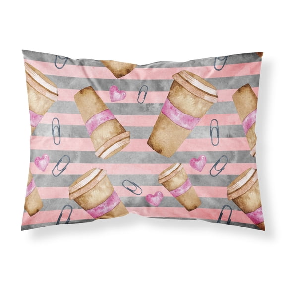 Watercolor Coffee and Paper Clips Fabric Standard Pillowcase