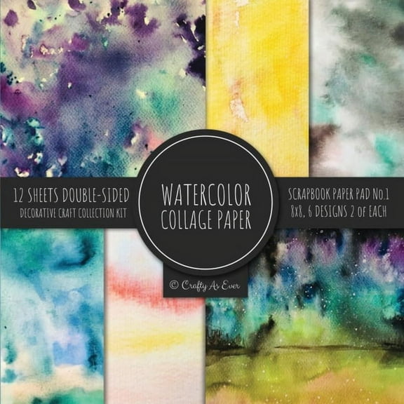Watercolor Collage Paper for Scrapbooking: Abstract Paintings Colored Decorative Paper for Crafting, (Paperback)