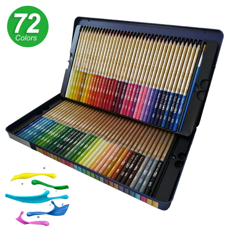 Watercolor Colored Pencils - 72 pc set, Use wet or dry for