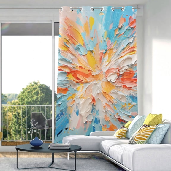 Watercolor Colorful Blackout Curtain Panels Drapes Privacy Assured with Light Filtering Curtains for Living room Bedroom Bathroom Window