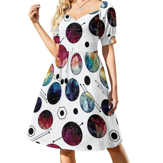 Watercolor Colorful Galaxy in Circles Sleeveless Dress summer clothes summer dresses womens 2024