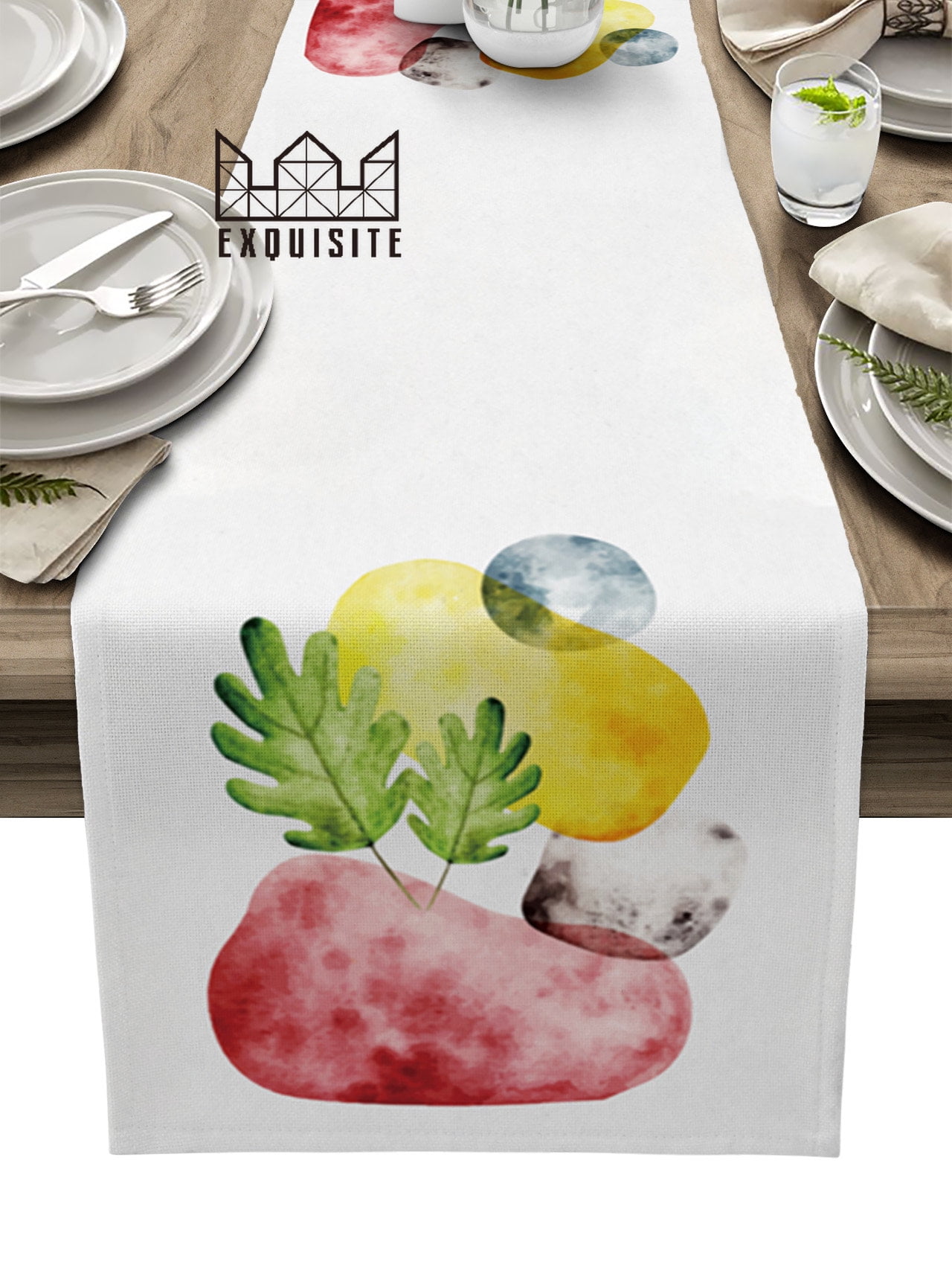 Watercolor Colorful Leaves St Dinning Table ration Coffee Table r ...