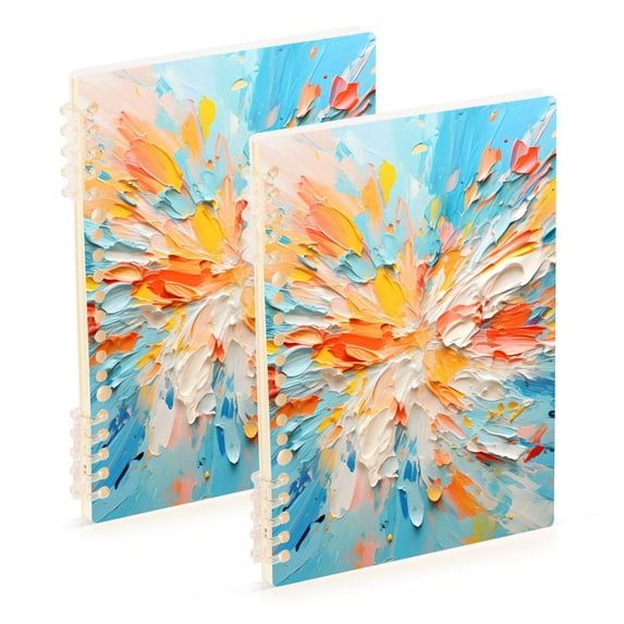 Watercolor Colorful Ring Binder Notebook Journey Note Diary College Ruled Spiral Notebook Study Loose Leaf Paper A5 60 Pages