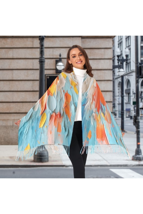 Watercolor Colorful Winter Scarf for Women Fashion Warm Long Soft Blanket Scarves Gifts