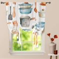 thumbnail image 1 of Watercolor Cooking Utensils Window Curtain for Living Room Roman Curtain Kitchen Tie-up Curtains Adjustable Drapes, 1 of 5