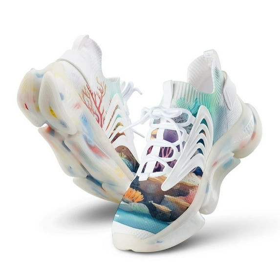 Watercolor Coral Reef (4) Walking Shoes for Men Woman Lightweight Tennis Fashion Elastic Sports Shoes Cushion Basketball Shoes