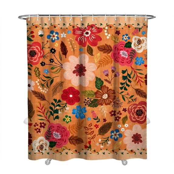 Watercolor Country Bee and Floral Curtain – Rustic Botanical Garden Look, 72x84 Inches