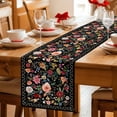 thumbnail image 1 of Watercolor Country Flowers Table Runner 36 Inches Long,Kitchen Dining Tablerunners Red Pink Floral Art on Black Linen Table Runners Dresser Scarves for Home Dinner Wedding Holiday Party Decor, 1 of 9