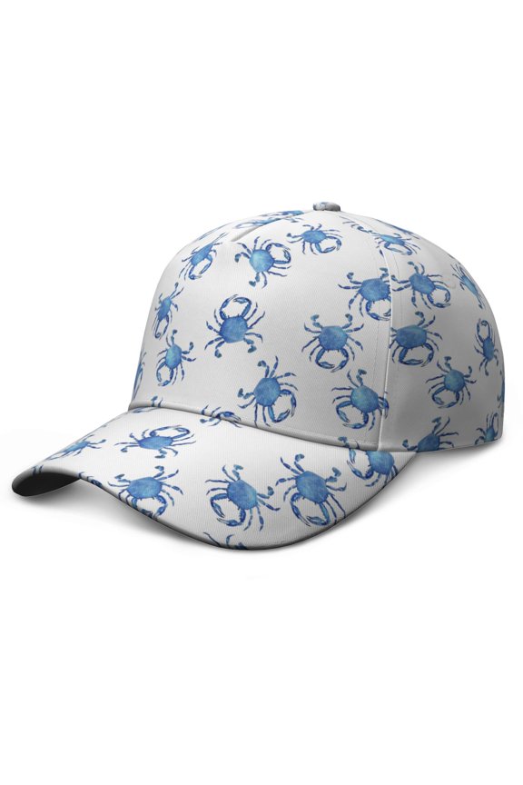 Watercolor Crab Baseball Cap – Cute Nautical Vintage Tropical Sea Life Dad Hat with Colorful Ocean Marine Beach Print, Lightweight Breathable Summer Hat for Men Women