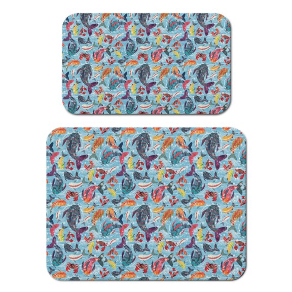 Watercolor Crab Coffee Bar Mat – Tropical Sea Life Nautical Style Dish Drying Mat, Super Absorbent and Durable Pad for Ocean Kitchen Decor