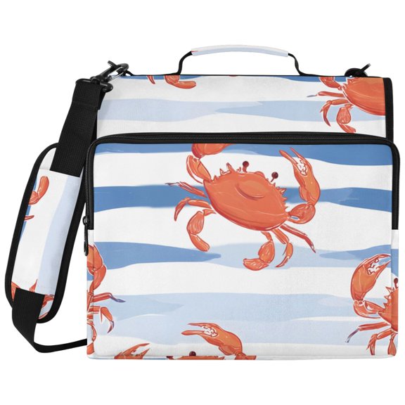 Watercolor Crab Pattern 3 Ring Binder Bag Zipper Binder Organizer with 14 Inch Laptop Sleeve