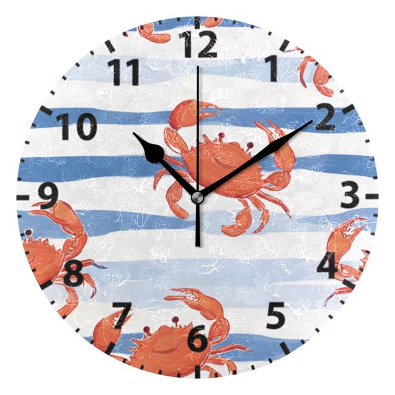 Watercolor Crab Pattern Wall Clock 10in Round Artistic Oil Painting Home Decor Desk Table Clock